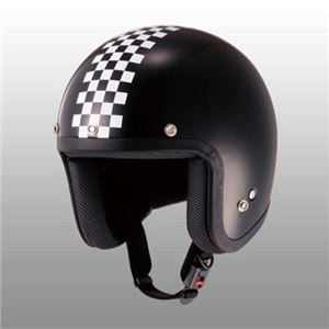 JUQUE（ジュクー） FC023 チェッカージェットヘルメット ブラック／ホワイト M - 拡大画像