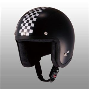 JUQUE（ジュクー） FC023 チェッカージェットヘルメット ブラック／シルバー L - 拡大画像