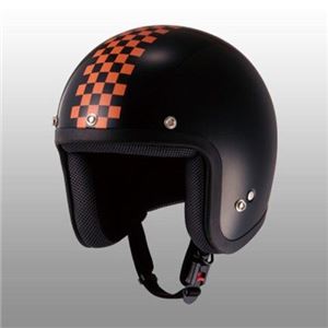 JUQUE（ジュクー） FC023 チェッカージェットヘルメット ブラック／オレンジ M - 拡大画像
