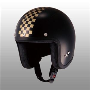 JUQUE（ジュクー） FC023 チェッカージェットヘルメット ブラック／ゴールド M - 拡大画像