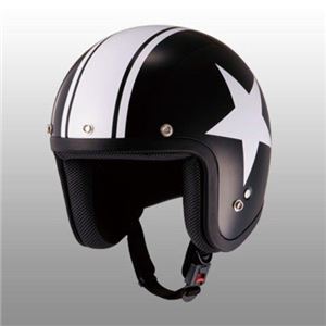 JUQUE（ジュクー） FC024 スタージェットヘルメット ブラック／ホワイト M - 拡大画像