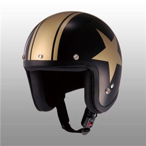 JUQUE（ジュクー） FC024 スタージェットヘルメット ブラック／ゴールド L - 拡大画像