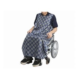 特殊衣料 食事前掛（超撥水） 車椅子用 ／1050 チェック（ネイビー） - 拡大画像