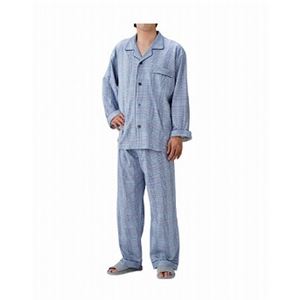 丸十服装 介護パジャマ 紳士用 オールシーズン ／BK1105 L チェックブルー - 拡大画像