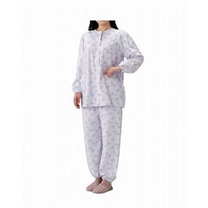 丸十服装 介護パジャマ 婦人用 オールシーズン BK1802 フラワーパープル ／M - 拡大画像