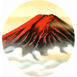 葛谷聖山(梅月)色紙額 「赤富士」