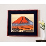 葛谷聖山（梅月）日本画額F6(春慶)　「赤富士」