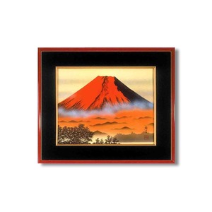 葛谷聖山（梅月）日本画額F6(春慶)　「赤富士」