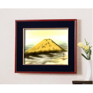 葛谷聖山（梅月）日本画額F6(春慶)　「金富士」