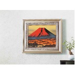 葛谷聖山(梅月)日本画額ＡＳ　「赤富士」