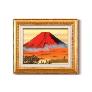 葛谷聖山（梅月）日本画額Ｆ6金　「赤富士」