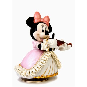 オルゴール/ディズニー陶製レース人形 ミニー 【バイオリン弾き ピンク】 磁器 径13.5×高さ15.5cm 日本製 商品画像