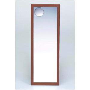 拡大鏡付きウォールミラー/全身姿見鏡 【壁掛け用】 木製フレーム 壁掛けひも付き ブラウン 日本製 商品画像