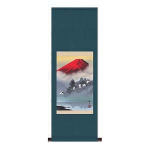 掛け軸 【鈴村秀山 赤富士飛翔 A】 長さ約895ｍｍ 画寸/360×245mm 化粧箱入り 日本製