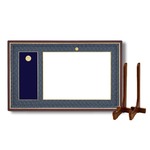 日本製 叙勲額/フレーム 【褒賞サイズ(517×367mm)/紺ドンス】 化粧箱/黄袋入り■ 4035褒賞勲章額 額立て付