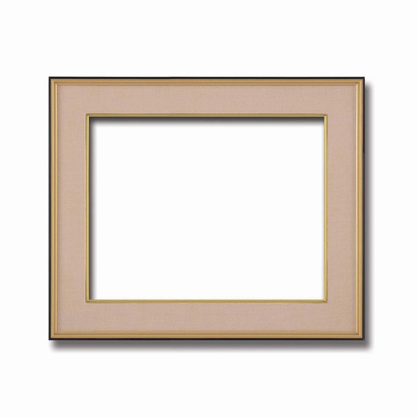 (和額)黒い縁に金色フレーム 日本画額 色紙額 木製フレーム 黒金 色紙F10サイズ(530×455mm) ベージュ b04