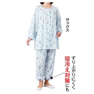 日本製楊柳ゆったりパジャマ 【サックス L : L】