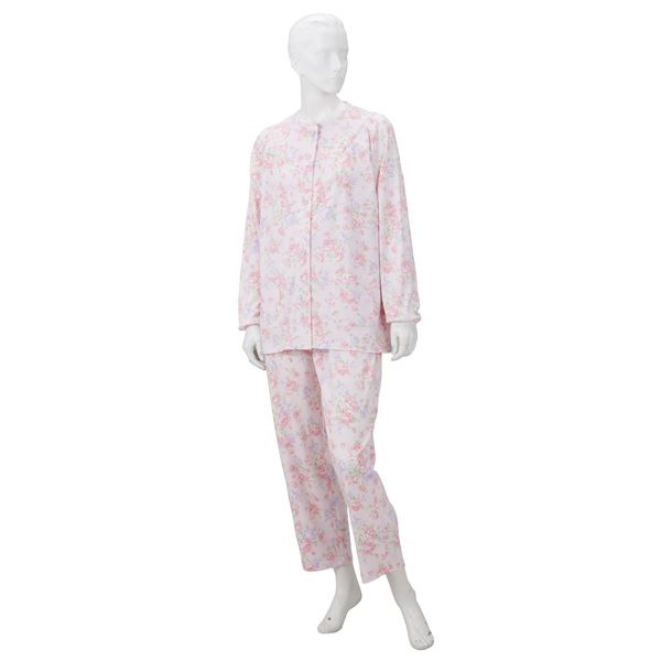 きほんのパジャマ(寝巻き) 【婦人用 L】 綿100% マジックテープ付き ズボン/前開き (介護用品) ピンクf00