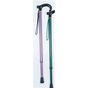 杖/アルミ製カラー杖（房付き）(1) 日本製 長さ9段階調節可 アルミ (歩行補助用品/介護用品) パープル(紫) - 拡大画像