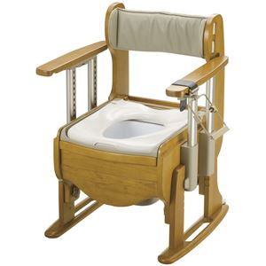リッチェル 木製ポータブルトイレ 木製トイレ きらく 座優 肘掛昇降 （1）普通便座 18670 - 拡大画像