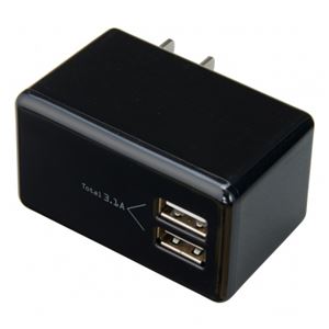 （まとめ）AC／USB変換アダプター2USB3.1Aブラック ヤザワ MCU31A2BK【×2セット】 - 拡大画像