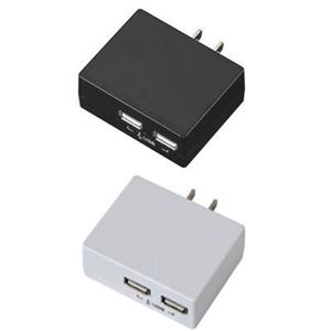 （まとめ）AC／USB変換アダプター2USB2A ヤザワ MC2U2ABK【×5セット】 - 拡大画像