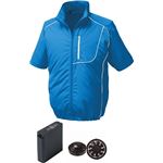 ポリエステル製半袖空調服 大容量バッテリーセット ファンカラー：ブラック 1720B22C04S6 【ウエアカラー：ブルー×ホワイト 4L】
