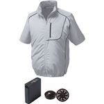 ポリエステル製半袖空調服 大容量バッテリーセット ファンカラー：ブラック 1720B22C06S2 【ウエアカラー：シルバー×ブラック M】