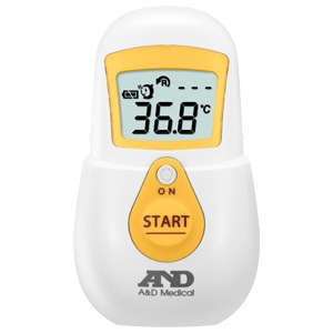  【家庭用非接触体温計】エーアンドデイ UT-701 おでこで測る体温計 でこピッと (イエロー) - 拡大画像