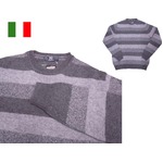 イタリア　fibretex　クルーネックセーター 　チャコール×グレー　L