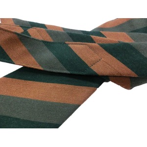 ウール混秋冬シルクネクタイ　Clarkプレミアム　手縫い仕立て　西陣ネクタイ ブラウン×グリーンストライプ　 商品写真2