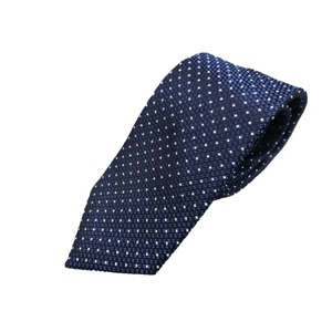 日本製シルク100％ネクタイ　ネイビー×小柄