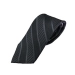 日本製シルク100％ネクタイ　ブラック×ストライプ