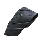 ネクタイ ストライプシリーズ　日本製シルク100%　チャコールグレー