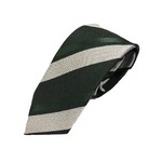 厳選ワンランク上のネクタイ　織柄レジメンタルシリーズ　シルク100％　モスグリーン＆シルバーホワイト