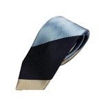 厳選ワンランク上のネクタイ 織柄レジメンタルシリーズ シルク100% シルバー＆ダークネイビー＆スカイブルー