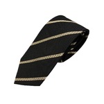 厳選ワンランク上のネクタイ　織柄レジメンタルシリーズ　シルク100％　ブラック＆ホワイト