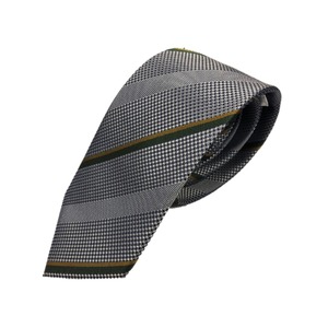 厳選ワンランク上のネクタイ　織柄レジメンタルシリーズ　シルク100％　グレー＆グリーン・オリーブ