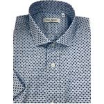 人気 イタリア製ファクトリー コットン半袖シャツ 水玉 ブルー Mサイズ