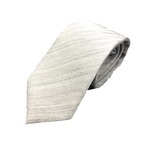 日本製シルク100%ネクタイ 無地織り ホワイトシルバー ヘリンボーン