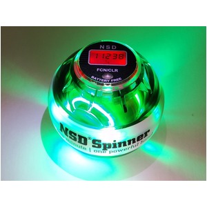 手首専門　トレーニング器具　「パワーボール　NSD Power Spinner スピナー」  LEDライト発光＆カウンター付　グリーン　中級者用　日常トレーニング向け　日本正規品