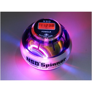 手首専門　トレーニング器具　「パワーボール　NSD Power Spinner スピナー」 LEDライト3色変化＆カウンター付　パープル　上級者用　上達用　日本正規品