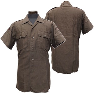 ドイツ軍放出 フィールドシャツ半袖未使用デットストック ブラウン L - 拡大画像