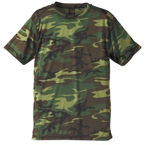 自衛隊海外派遣使用・立体裁断・吸汗速乾さらさらドライ 迷彩 Tシャツ ウッドランド S - 拡大画像