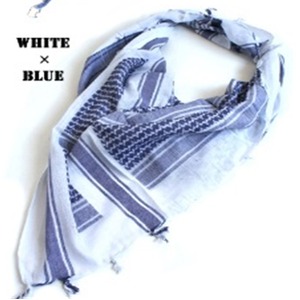 綿100%アラブスカーデッドストック ・ ホワイト×ブルー 商品画像
