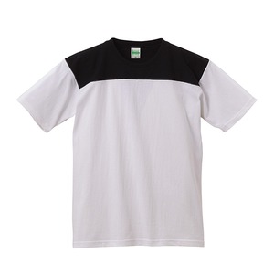7.1オンスUSコットンオープンエンドヤーン フットボール Tシャツ ホワイト／ブラック XL - 拡大画像