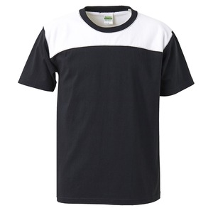 7.1オンスUSコットンオープンエンドヤーン フットボール Tシャツ ブラック／ホワイト S - 拡大画像