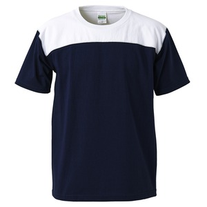 7.1オンスUSコットンオープンエンドヤーン フットボール Tシャツ ネイビー／ホワイト XL - 拡大画像