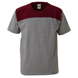 7.1オンスUSコットンオープンエンドヤーン フットボール Tシャツ ミックスグレー/バーガンディー XL 商品画像