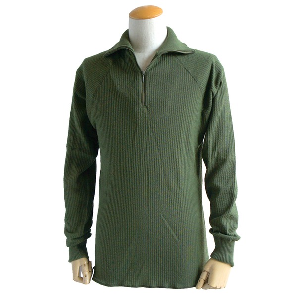 スウェーデン軍 ジップセーター中古 オリーブ L
